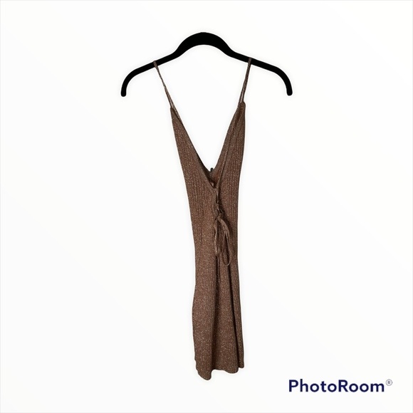 BY THE WAY x REVOLVE Metallic Gold Goldie Ribbed Knit Mini Bodycon Dress XS - Picture 6 of 9